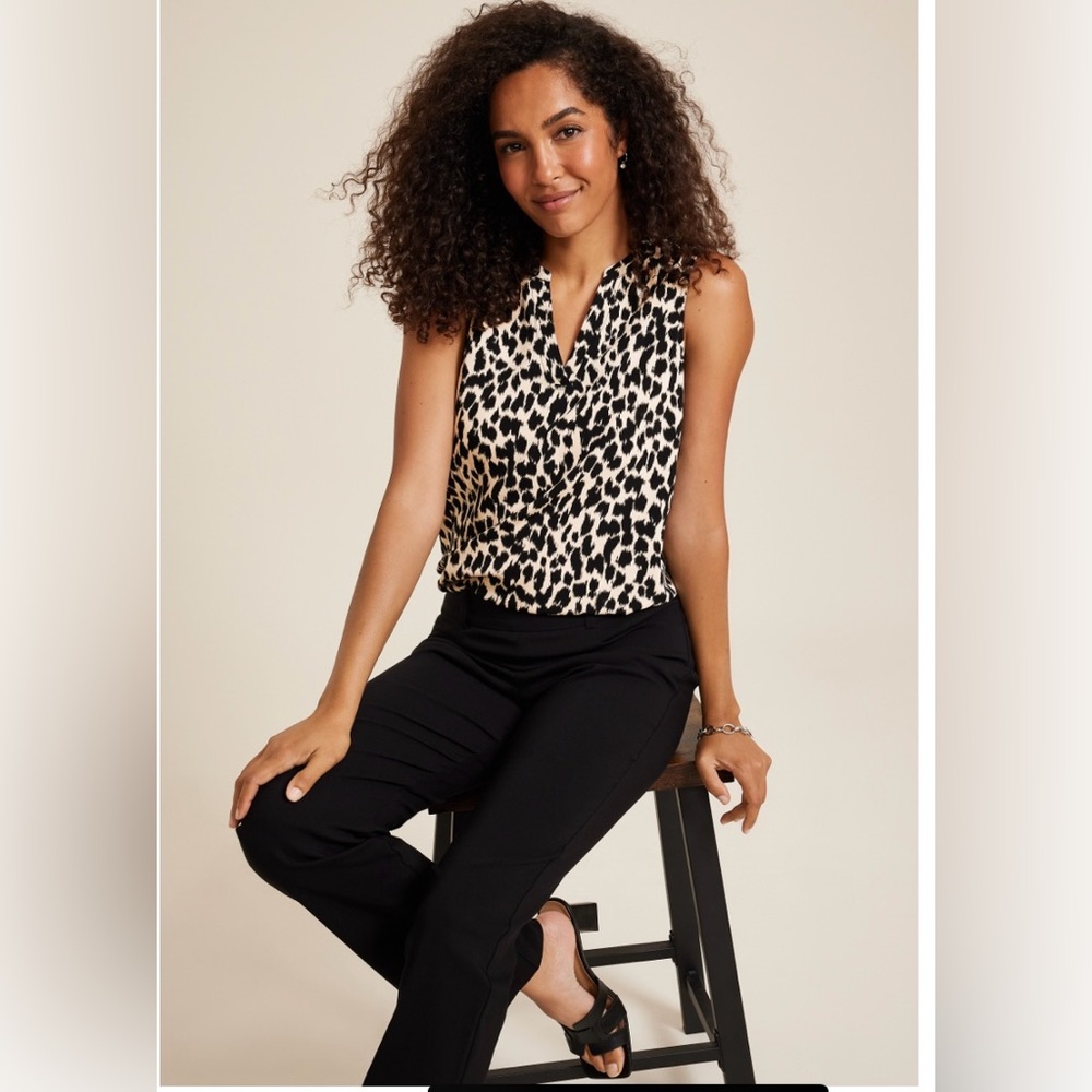 Maurices Black and Cream Animal Print Atwood Sleeveless Blouse